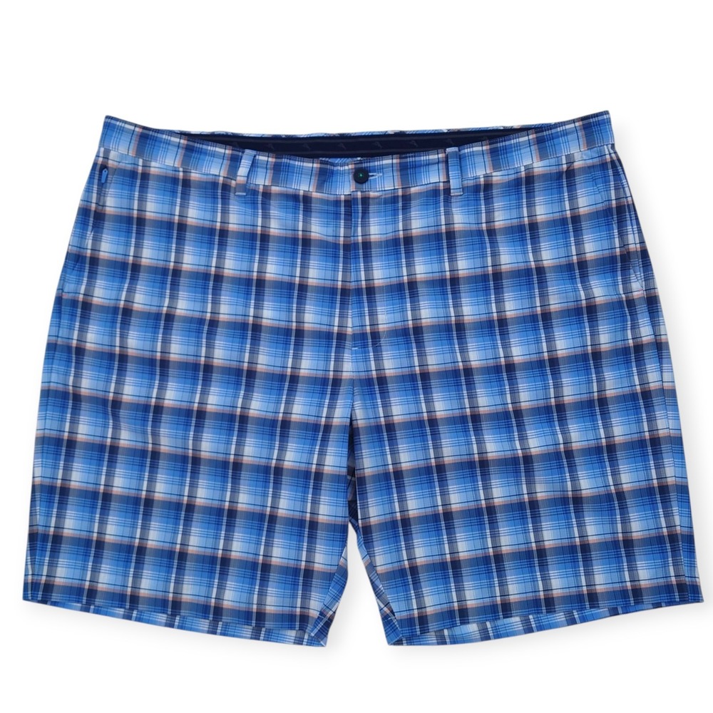 Tommy Bahama On Par IslandZone Golf Shorts 46RG Blue Plaid UPF30 BT890026